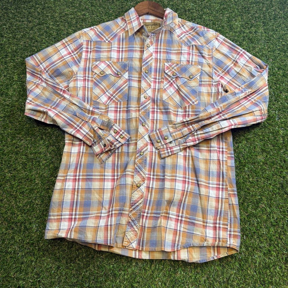 Wrangler Retro Western Shirt Mens XXL Plaid Pearl Snap Long Sleeve Multi Color